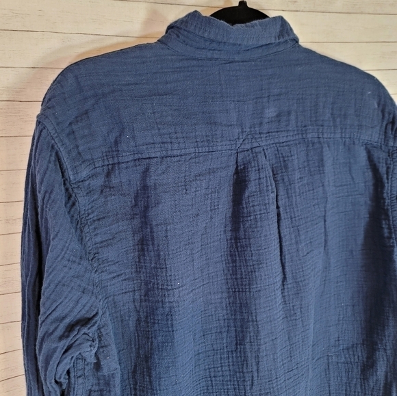 LUCKY BRAND DARK BLUE CRINKLE BUTTON DOWN, SZ XL - Picture 14 of 14